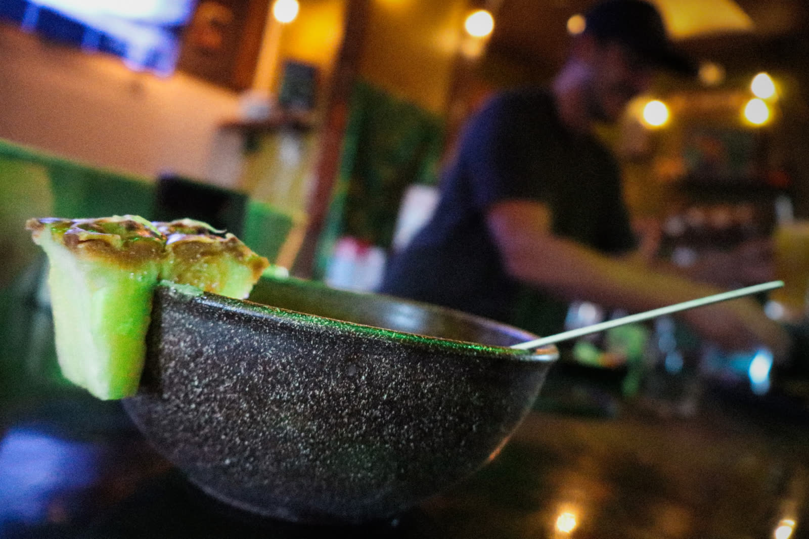 Fresh kava served in a traditional shell at the bar
